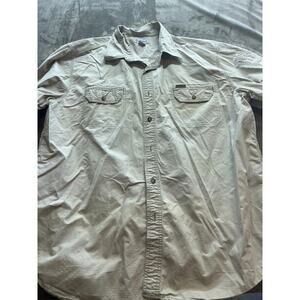 Carhartt Button Up Shirt 2XL XXL Beige Cotton Pockets Long Sleeve‎ Mens